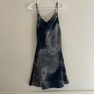 SAGE the Label | Cowl Neck Mini Blue Tie-Die Dress